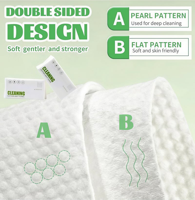 منشفة وجه قابلة للاستخدام مرة واحدة، مناديل ناعمة وجافة، خالية من الوبر، للاستخدام الجاف والرطب للبشرة الحساسة، 120 قطعة من مناديل القطن للوجه، لإزالة المكياج وتنظيف الأسطح (2 عبوة) - Image 5